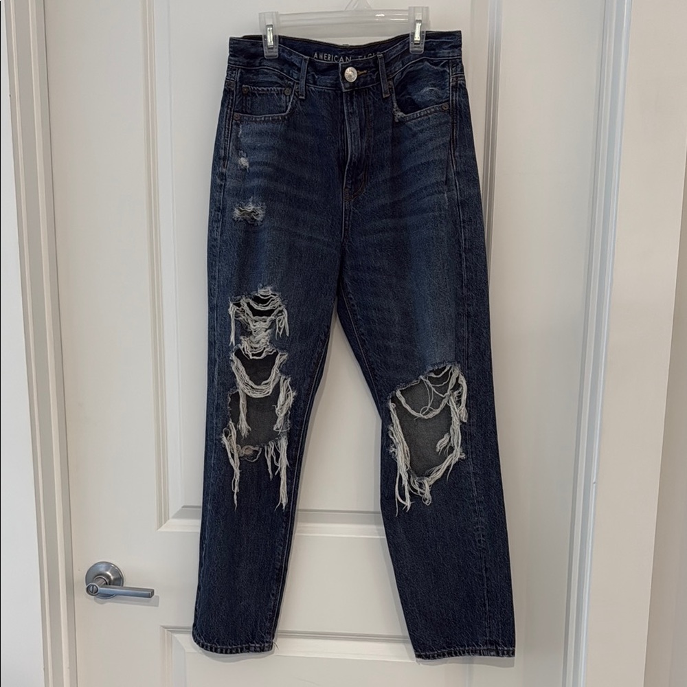 American Eagle 90s Boyfriend Distressed Blue Jeans